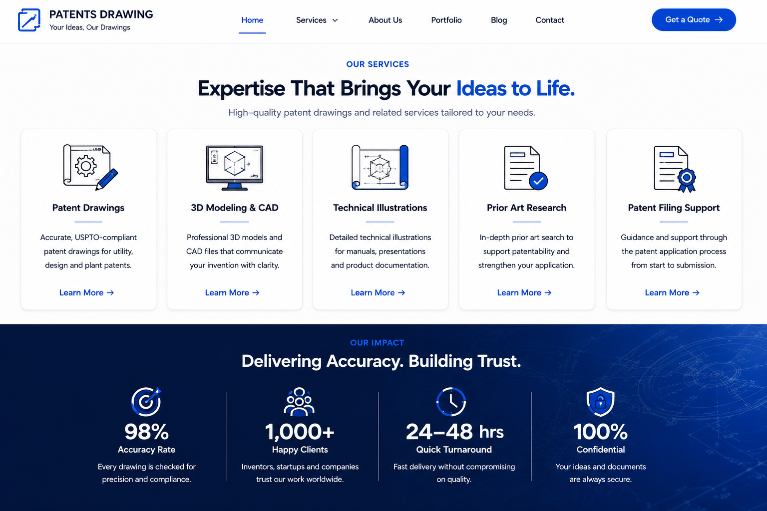 Patents Drawing website mobile experience